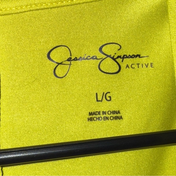 Neon yellow Jessica Simpson Active long sleeve athletic tie back hole detail L - Picture 4 of 5